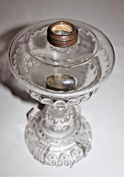 Antique Clear Glass Kings Crown Victorian Oil Lamp Variant For #2 Burner