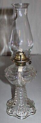 Antique Clear Glass Oil Lamp With Burner & Chimney / Coolidge Drape