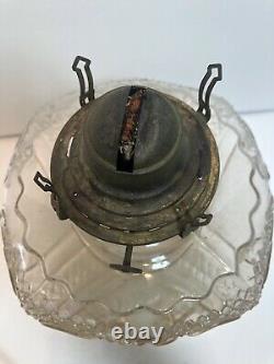 Antique Clear Glass Princess Feather Glass Kerosene Oil Lamp Queen 2 Anne Burner