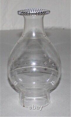 Antique Clear/Gold Glass Oil Lamp With Burner & Chimney / Interesting Lamp