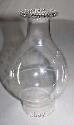 Antique Clear/Gold Glass Oil Lamp With Burner & Chimney / Interesting Lamp