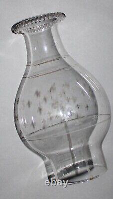 Antique Clear/Gold Glass Oil Lamp With Burner & Chimney / Interesting Lamp