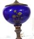 Antique Cobalt Blue Glass Hollywood Regency Oil Lamp Design Table Lamp