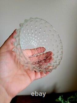 Antique Colorless Hobnail Pattern Miniature Finger Oil Lamp 7 Tall