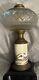 Antique Composite Frosted Oil Lamp Winter Cabin Scene Hand Painted Iron Base
