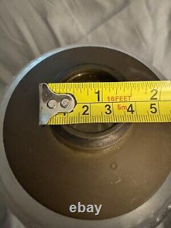 Antique Composite Frosted Oil Lamp Winter Cabin Scene Hand Painted Iron Base