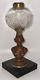 Antique Composite Oil Kerosene Lamp HEART & STARS Font with Gallinger Lady Stem