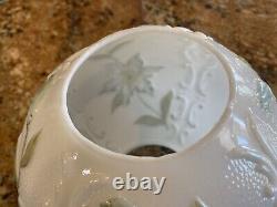 Antique Consolidated GWTW Parlor Oil Lamp with Embossed Flowers Ball Shade