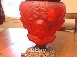 Antique Consolidated Glass Red Satin Baby Face Angel GWTW Lamp Converted