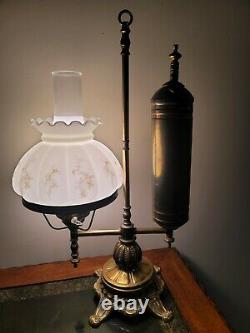 Antique Converted Brass Student Oil Lamp