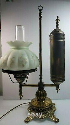 Antique Converted Brass Student Oil Lamp