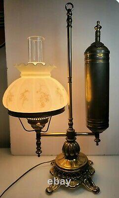 Antique Converted Brass Student Oil Lamp