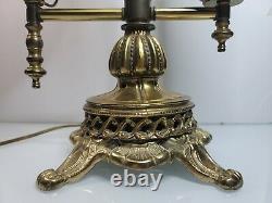 Antique Converted Brass Student Oil Lamp