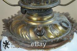 Antique Converted Electric Oil Lamp Parlor Lantern Floral Bird Gone w the Wind