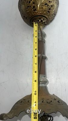 Antique Converted Oil Lamp Ornate Brass Victorian Table Lamp. 22 Tall