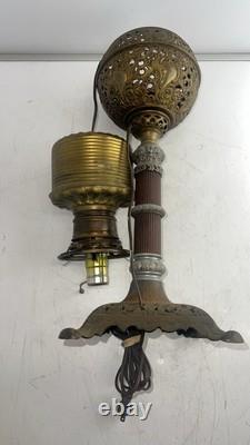 Antique Converted Oil Lamp Ornate Brass Victorian Table Lamp. 22 Tall