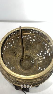 Antique Converted Oil Lamp Ornate Brass Victorian Table Lamp. 22 Tall