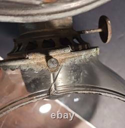 Antique Copper Angle Lamp Co Double Oil Lamp withRibbed Chimney