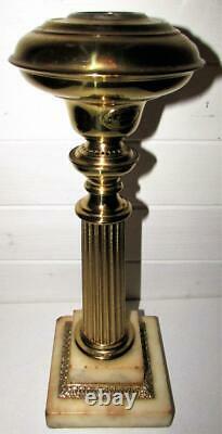 Antique Cornelius & Baker Brass Corinthian Column Marble Base Oil Lamp 1843 Pat