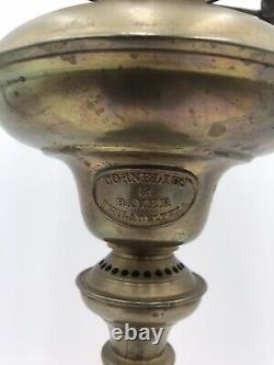 Antique Cornelius & Baker Corinthian Brass & Marble Base Argand Lamp