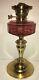 Antique Cranberry CUT Glass Oil Lamp LARGE Banquet GWTW #3 English Duplex Burner