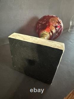 Antique Cranberry Ruby Red Cut to Clear Glass Oil Kerosene Lamp Complete