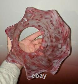Antique Cranberry Spatter Glass Gas Or Oil Lamp Shade