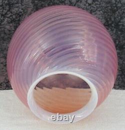 Antique Cranberry Swirl Opalescent Glass Kerosene Oil Banquet Lamp Shade