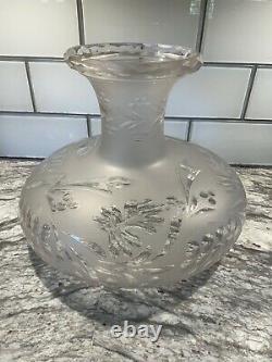 Antique Cut & Etched Glass Sinumbra Astral Oil Lamp Shade, 9 7/8 Fitter