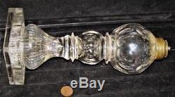 Antique Cut Glass Font & Knop Whale Oil Lamp, with Square Base, Pittsburgh Glass