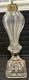 Antique Cut + Pressed Glass Whale Oil Lamp, Cut Square Base, Single Tube Burner