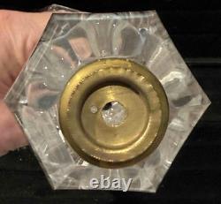 Antique Cut + Pressed Glass Whale Oil Lamp, Cut Square Base, Single Tube Burner