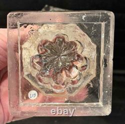 Antique Cut + Pressed Glass Whale Oil Lamp, Cut Square Base, Single Tube Burner
