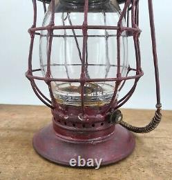 Antique DEWEY mill Watchman LANTERN Armspear 1875 PATENT wick scraper BOSTON MA