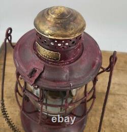 Antique DEWEY mill Watchman LANTERN Armspear 1875 PATENT wick scraper BOSTON MA