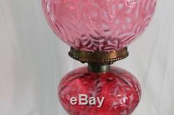 Antique Daisy & Fern Oil Lamp Cranberry Very Large