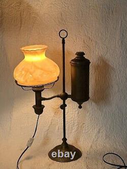 Antique Dated 1884 Student Oil Lamp Converted To Electric Beautiful