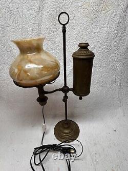 Antique Dated 1884 Student Oil Lamp Converted To Electric Beautiful