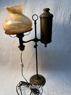 Antique Dated 1884 Student Oil Lamp Converted To Electric Beautiful