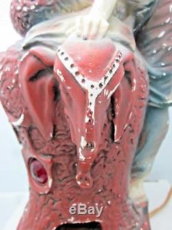 Antique Deco 1920s Fortune Teller Chalkware Incense Oil Lamp with Jewels RARE