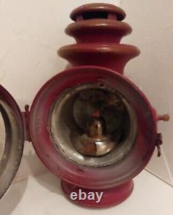 Antique Dietz Car Light Buggy Carriage Kerosene Oil Lamp Lantern Red