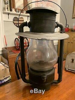 Antique Dietz No. 3 Globe Tubular Kerosene/Oil Street Lamp Original Globe