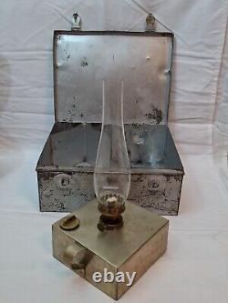 Antique Ditmar Burner Railroad Oil Lamp in Metal Carrying Case