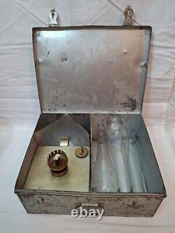 Antique Ditmar Burner Railroad Oil Lamp in Metal Carrying Case