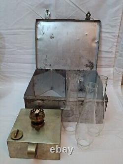 Antique Ditmar Burner Railroad Oil Lamp in Metal Carrying Case