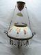 Antique Dome Milk Glass Painted Shade Hanging Oil Lamp Light Weighted