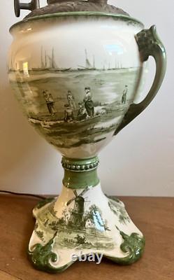 Antique Doulton Burslem Norfolk Oil Lamp Converted 251612 1886-1902 Dutch B&H
