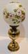 Antique Duplex Brass Dbl Wick Oil Lamp With Hand Painted Floral Shade 21