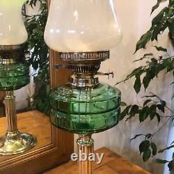 Antique Duplex Oil Lamp With Brass Arts & Crafts Base British Made Burner