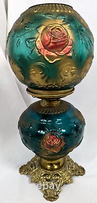 Antique EAGLE GLASS Hurricane GWTW Victorian Oil Lamp ROSE FILIGREE Globe Parlor